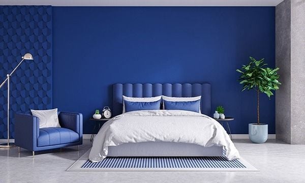 Màu xanh dương trong phòng ngủ mang lại sự tươi mới, trẻ trung và hiện đại