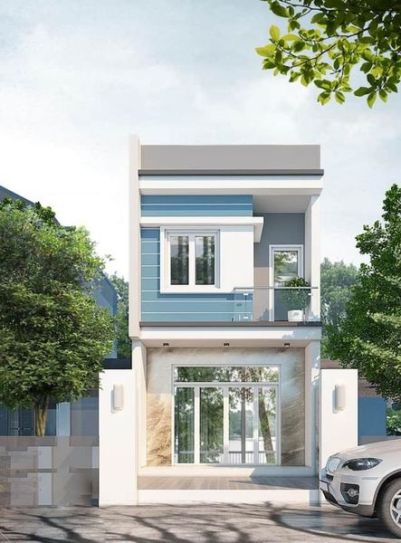 Mẫu phối màu xanh dương ngoại thất đẹp cho nhà phố