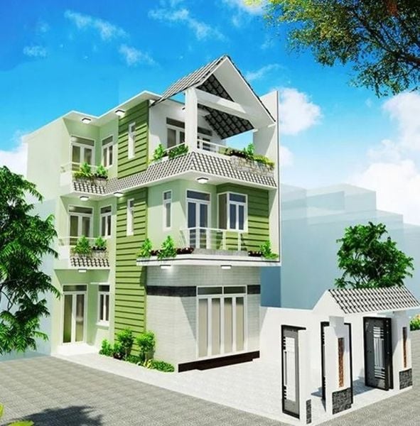 Sơn nhà với màu xanh rêu kết hợp sự gần gũi và sang trọng