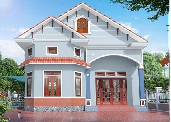 Màu xanh da trời tạo cảm giác nhẹ nhàng, thanh thoát cho ngôi nhà