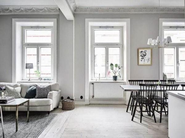 Chồng mệnh kim vợ mệnh hỏa sơn nhà màu trắng và xám