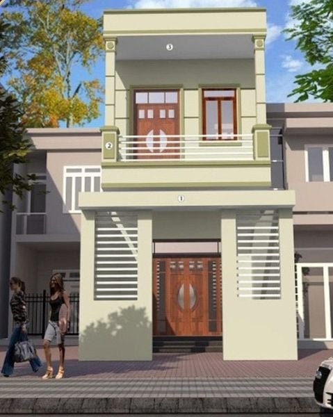 Mẫu sơn nhà ống đẹp phối màu kem và vàng nâu