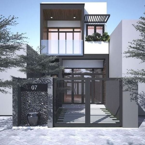 Mẫu sơn nhà ống đẹp, đọc lại với phối màu đen và trắng