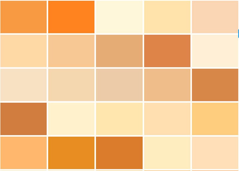 Bảng màu Zingy Yellow&Oranges gồm một số mã màu nổi bật